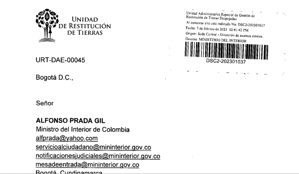 carta unidad de tierras